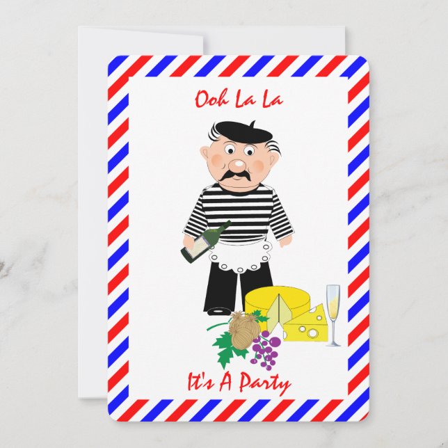 Cheese And Wine French Theme Fun Party Invitation (Front)