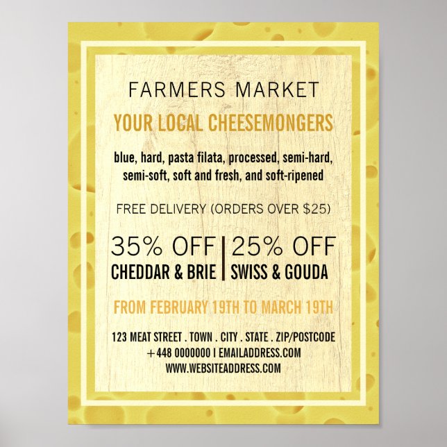 Cheese Board Design, Cheesemonger Advertising Poster (Front)
