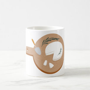 Cheese Board with Brie Knife and Herbs Coffee Mug