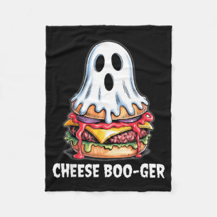 Cheese boo-ger funny ghost cheeseburger food pun fleece blanket