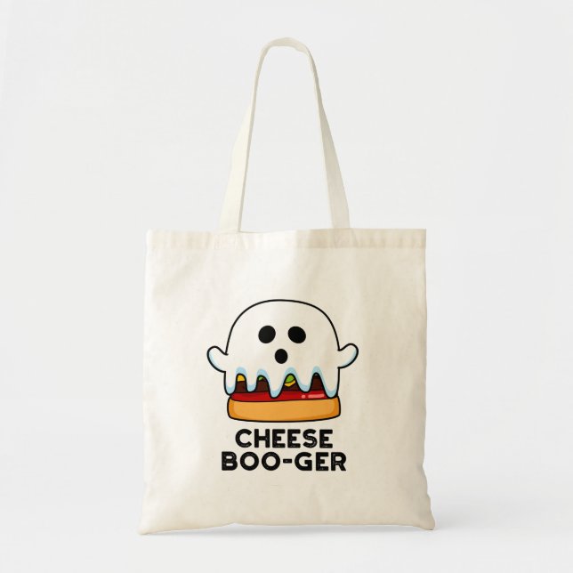 Cheese Boo-ger Funny Ghost Cheeseburger Pun  Tote Bag (Front)