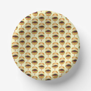 Cheese Burger Cheeseburger BBQ Barbecue Cookout Paper Plate