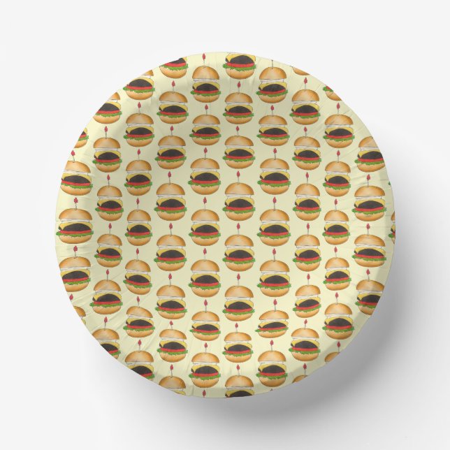 Cheese Burger Cheeseburger BBQ Barbecue Cookout  Paper Plate (Front)