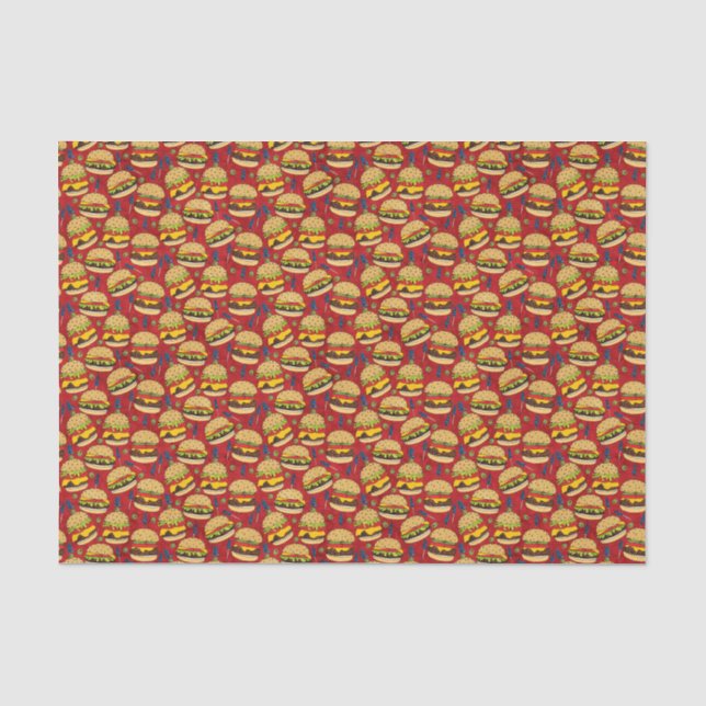 Cheese Burger Pattern on Red Tissue Paper (Front)