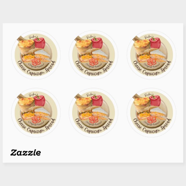 Cheese Capsicum spread sticker for jars (Sheet)