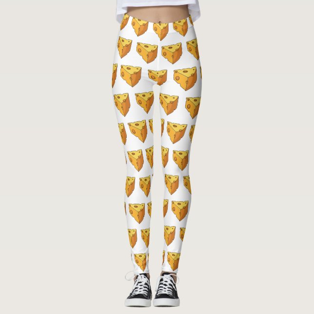 Cheese cartoon illustration  leggings (Front)