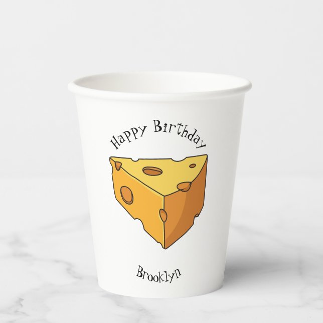 Cheese cartoon illustration paper cups (Front)