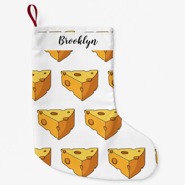 Cheese cartoon illustration small christmas stocking (Front)