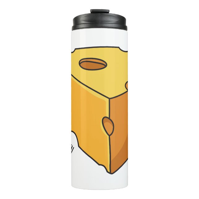 Cheese cartoon illustration  thermal tumbler (Front)