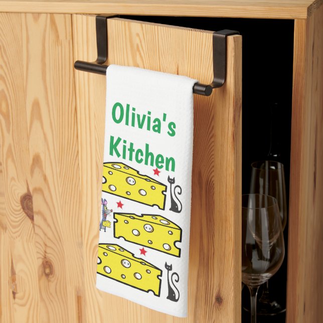 Cheese Cat Mouse Kitchen Hand Towel (Thirds Fold)