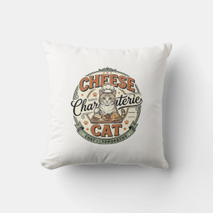 Cheese Charcuterie Cat Cheese Charcuterie Cat Vint Throw Pillow