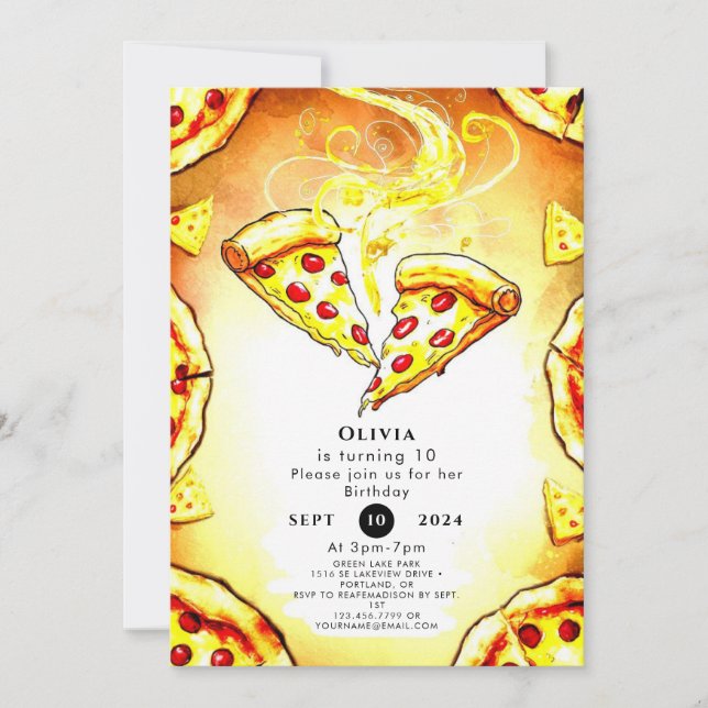 Cheese Children's Pizza Birthday Invitation (Front)