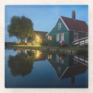 Cheese farm house at twilight in Holland Glass Coaster