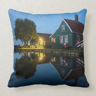 Cheese farm house at twilight in Holland Throw Pillow
