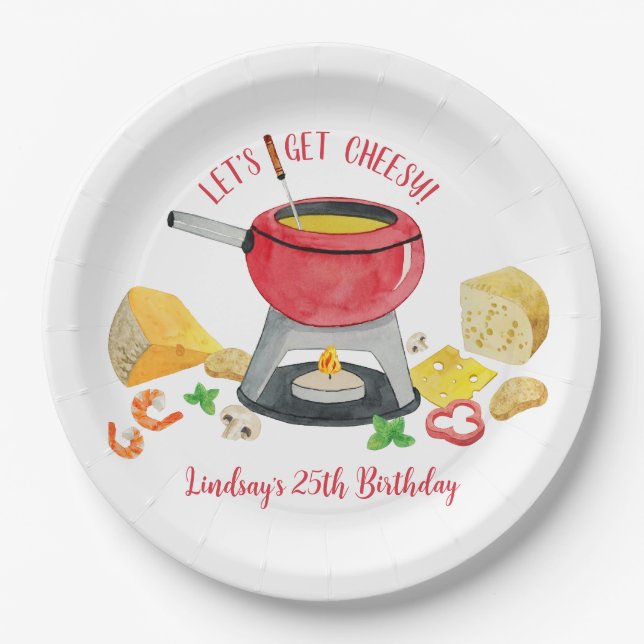 Cheese Fondue Party Paper Plate (Front)