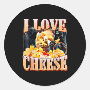 Cheese Food Lover Funny Skeleton Meme Humor Men Wo Classic Round Sticker