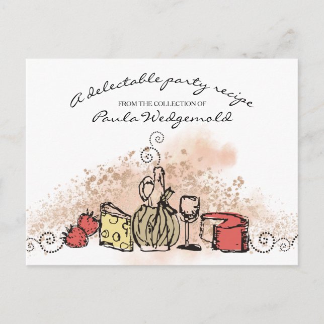 cheese fruit wine dinner party recipe card (Front)