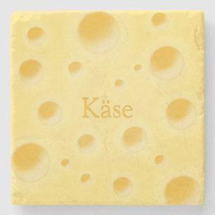 "Cheese" in German Cute Cheese Slice Custom Stone Coaster