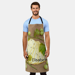 cheese in slices with grapes  apron