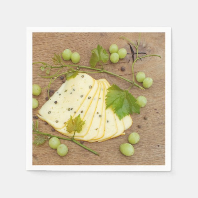 cheese in slices with grapes napkin (Front)