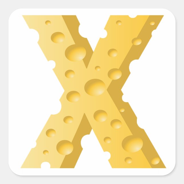 Cheese Letter X Typography Square Sticker (Front)