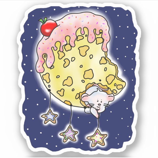 Cheese Moon & Mouse Hanging Sugar Cookie Stars | (Front)