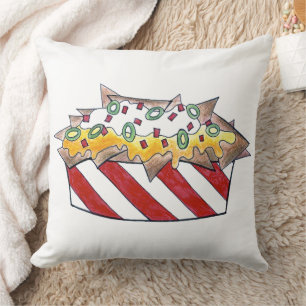 Cheese Nachos Tortilla Chips Junk Snack Food Throw Pillow