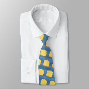 Cheese on toast slice - custom striped background tie