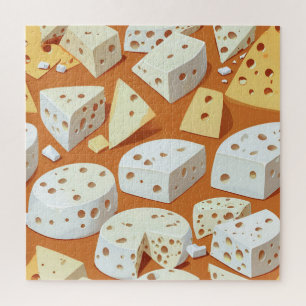 Cheese Pieces With Natural Holes Cute Pattern Jigsaw Puzzle