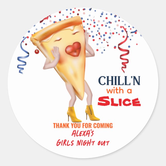 Cheese Pizza Slice Funny Classic Round Sticker (Front)