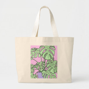 Cheese plant bookmark, plant lover large tote bag