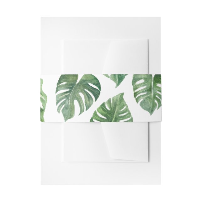 Cheese Plant Leaf Invitation Belly Band (Front Example)