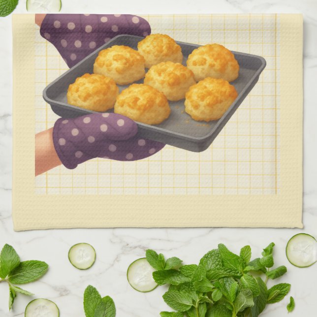 Cheese Scone Time — Kitchen Tea Towel (Folded)