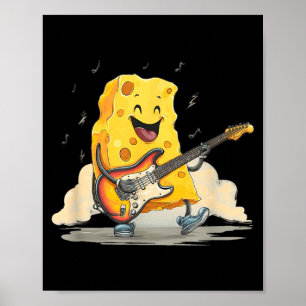 Cheese Singer with Electric Guitar for Rock Lovers Poster