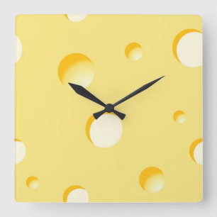 Cheese slice illustration square wall clock