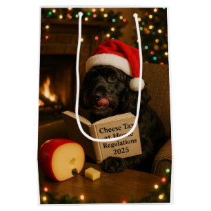 Cheese Tax Christmas gift bag - Black Cockerpoo