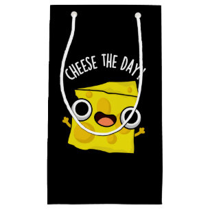 Cheese The Day Funny Food Puns Dark BG Small Gift Bag