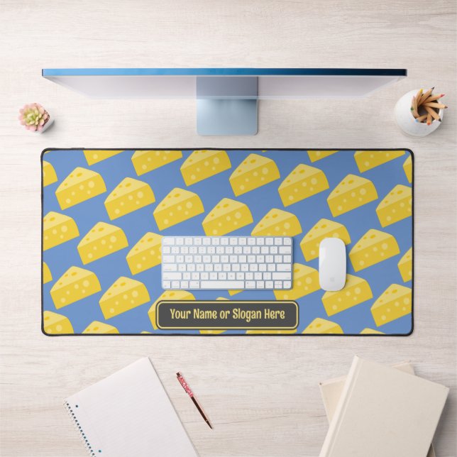 Cheese Wedges Pattern - Add Own Funny Text or Name Desk Mat (Office 1)