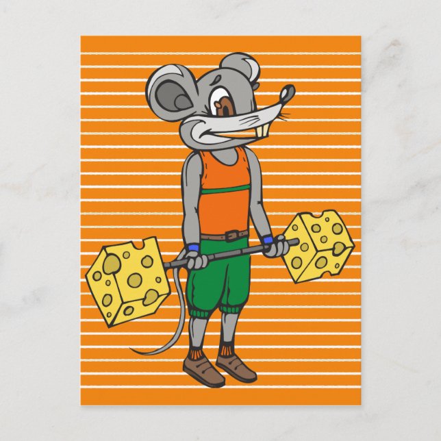 Cheese Weightlifting Mouse Postcard (Front)