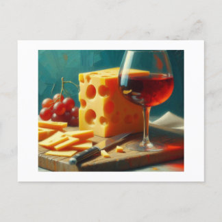 Cheese, Wine and Grapes,  Postcard
