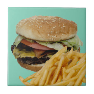 Cheeseburger and French Fries Tile