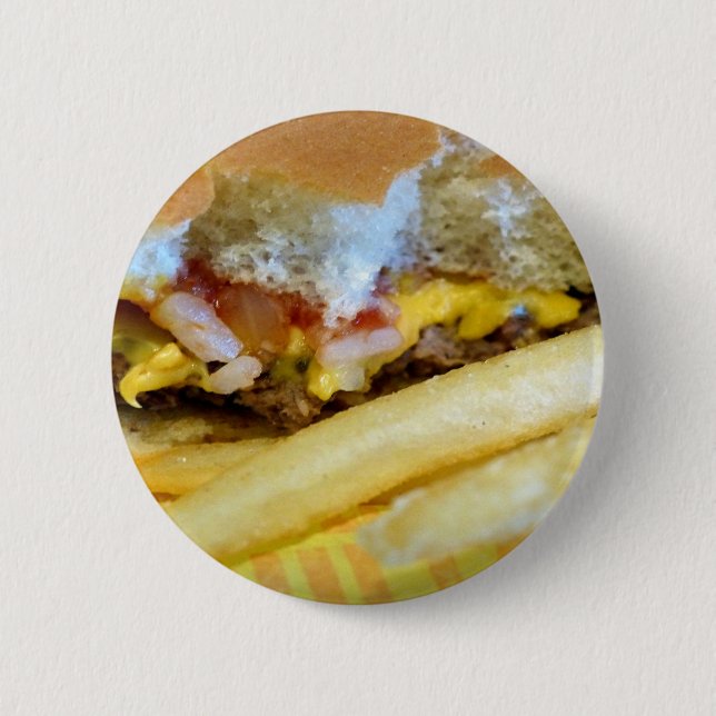 Cheeseburger and Fries 2 Inch Round Button (Front)