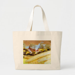 Cheeseburger and Fries Large Tote Bag