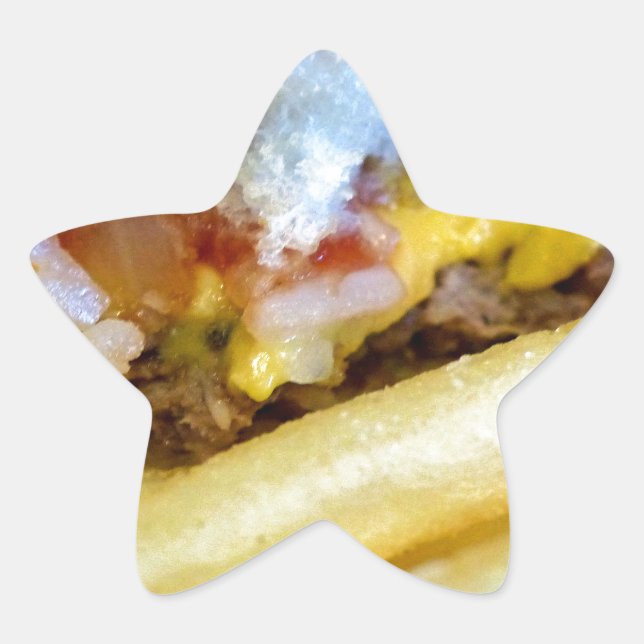Cheeseburger and Fries Star Sticker (Front)