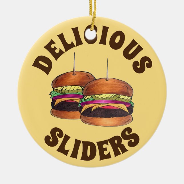Cheeseburger Burger Hamburger Sliders Bar Food Ceramic Ornament (Front)