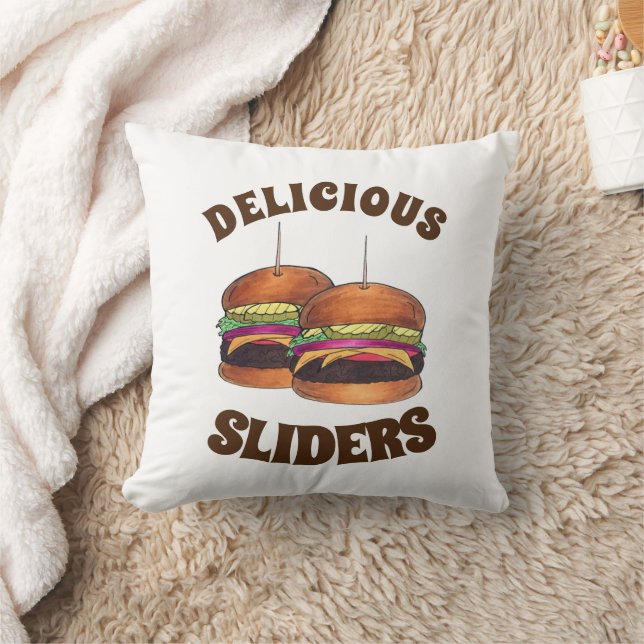 Cheeseburger Burger Hamburger Sliders Bar Food Throw Pillow (Blanket)