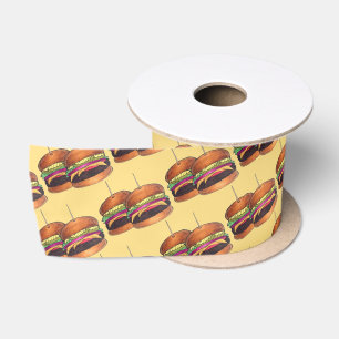 Cheeseburger Burger Hamburger Sliders Bar Pub Satin Ribbon