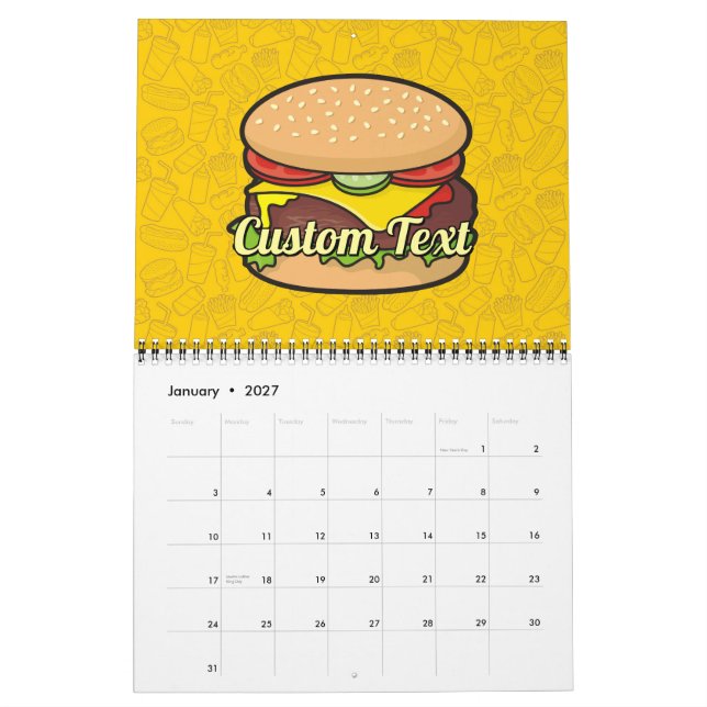 Cheeseburger Calendar (Jan 2027)