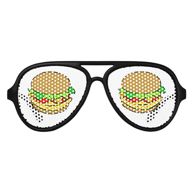 Cheeseburger cartoon aviator sunglasses (Front)