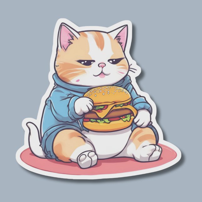 Cheeseburger Chewing Cat Waterproof  (Creator Uploaded)